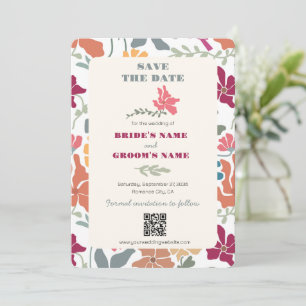Save The Date Boho Chic Floral Mariage Rétro Milieu de Siècle