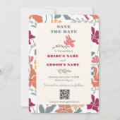 Save The Date Boho Chic Floral Mariage Rétro Milieu de Siècle (Devant)
