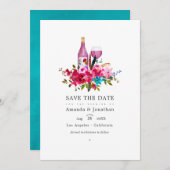 Save The Date Boho Chic Floral Vin Dégustation Mariage Photo (Devant / Derrière)