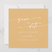 Save The Date Boho Chic Jaune Marigold Carré Photo Retour (Devant)