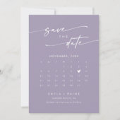 Save The Date Boho Chic Lavande Purple QR Code Calendrier photo (Devant)