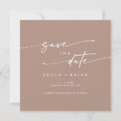 Save The Date Boho Chic Neutral Taupe Carré Photo Retour (Devant)