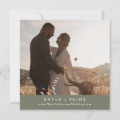 Save The Date Boho Chic Olive Green Carré Photo Retour (Dos)