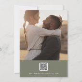 Save The Date Boho Chic Olive Vert Multi Photo QR Code (Dos)