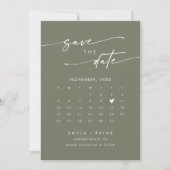 Save The Date Boho Chic Olive Vert QR Code Calendrier photo (Devant)
