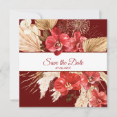 Save The Date Boho chic orchidée rouge chute personnalisée Maria (Devant)