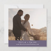 Save The Date Boho Chic Plum Purple Carré Photo Retour (Dos)