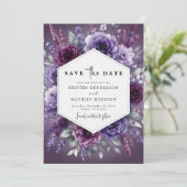 Save The Date Boho Chic Purple Mariage Floral (Debout devant)