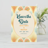 Save The Date Boho Chic Rétro Fleurs Mariage (Debout devant)