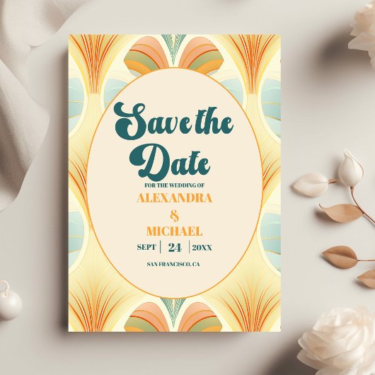 Save The Date Boho Chic Rétro Fleurs Mariage