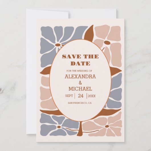 Save The Date Boho Chic Retro Floral Mariage (Devant)