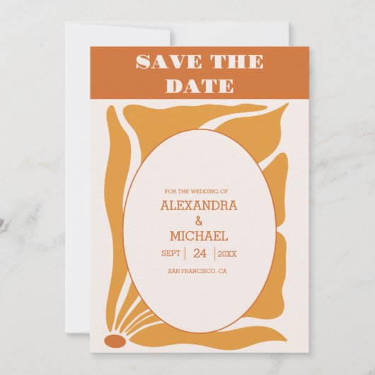 Save The Date Boho Chic Retro Floral Mariage (Devant)
