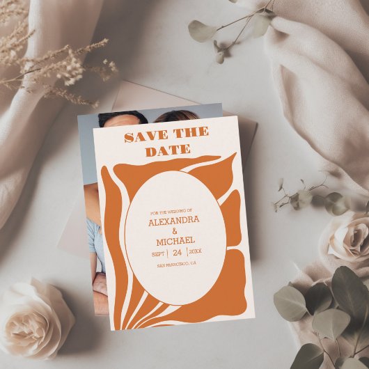 Save The Date Boho Chic Retro Floral Mariage Photo