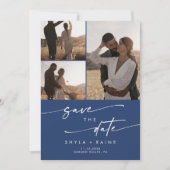Save The Date Boho Chic Royal Blue Multi Photo QR Code (Devant)