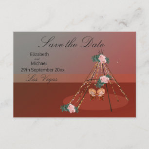Save The Date Boho Chic Rustic Teepee / TiPi Enregistrer La Date
