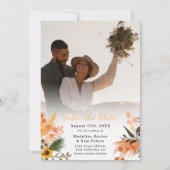 Save The Date Boho chic rustique tournesols orange 2 mariage pho (Dos)