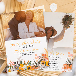 Save The Date Boho chic rustique tournesols orange 2 mariage pho