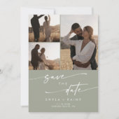 Save The Date Boho Chic Sage Vert Multiphoto QR Code (Devant)