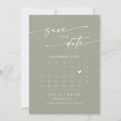 Save The Date Boho Chic Sage Vert QR Code Calendrier photo (Devant)