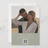 Save The Date Boho Chic Sage Vert QR Code Calendrier photo (Dos)
