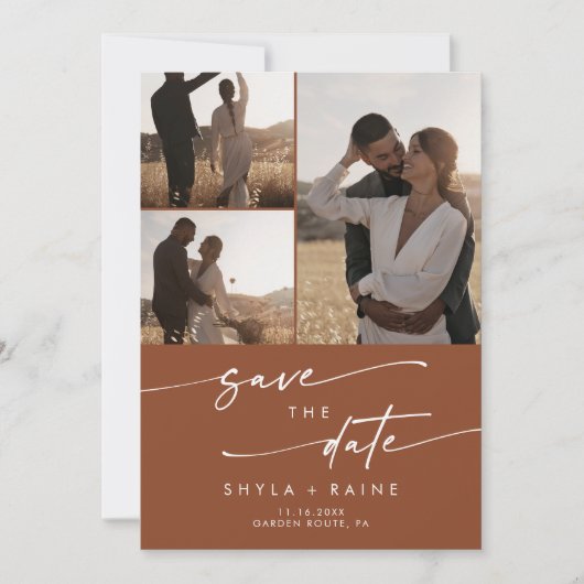 Save The Date Boho Chic Terracotta Multi Photo QR Code (Devant)