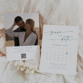 Save The Date Boho Chic Turquoise et blanc Code QR Calendrier ph