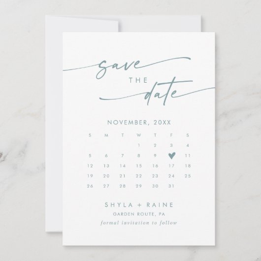 Save The Date Boho Chic Turquoise et blanc Code QR Calendrier ph (Devant)