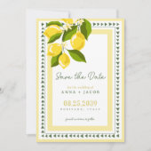 Save The Date Boho Citrus Yellow Lemon Italian Wedding (Devant)