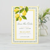 Save The Date Boho Citrus Yellow Lemon Italian Wedding (Debout devant)
