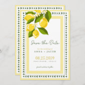 Save The Date Boho Citrus Yellow Lemon Italian Wedding (Devant / Derrière)