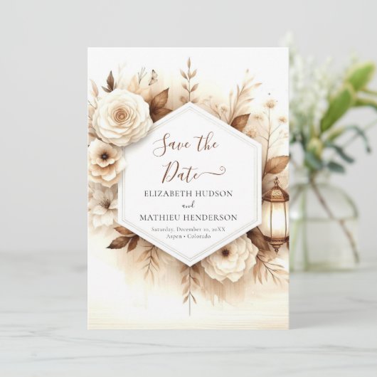 Save The Date Boho classique Mariage rustique (Debout devant)