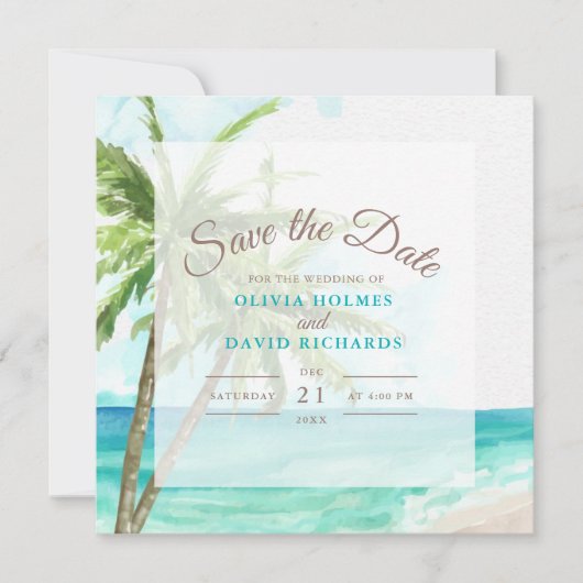 Save The Date Boho Coastal Seaside Beach Wedding Enregistrer la (Devant)
