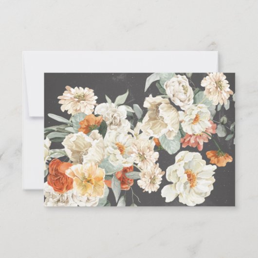 Save The Date Boho Dark Floral | 3 Mariage photo (Dos)