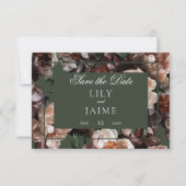 Save The Date Boho Dark Peony Flowers Mariage moderne (Devant)