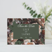 Save The Date Boho Dark Peony Flowers Mariage moderne (Debout devant)