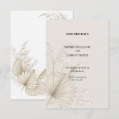 Save The Date Boho Date Mariage Palmier Séché à Sauvegarder (Devant / Derrière)
