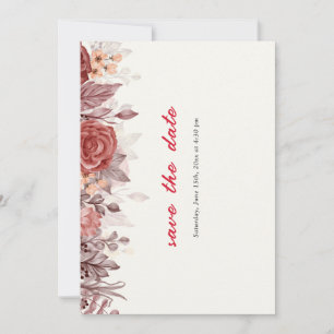 Save The Date Boho de Bourgogne Rose Floral Pampas Mariage