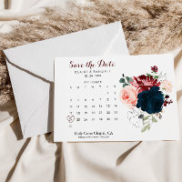 Boho de luxe coloré Floral Enregistrer la date Cal