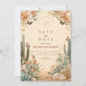 Save The Date Boho Desert Cactus Floral Mariage (Devant)