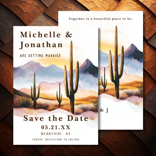 Save The Date Boho Desert Cactus Mariage occidental