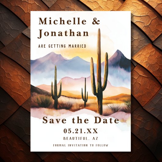 Save The Date Boho Desert Cactus Mariage occidental