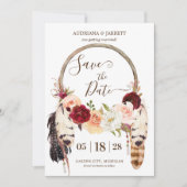 Save The Date Boho Dreamcatcher Blush & Peach Roses (Devant)