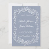 Save The Date Boho Dusty Blue Floral Botanical Photo Wedding (Dos)