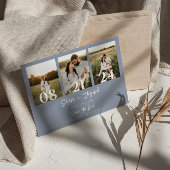 Save The Date Boho Dusty Blue Modern Trois Photos Mariage chic