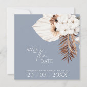 Save The Date Boho Dusty Blue Pampas Grass Mariage (Devant)