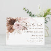 Save The Date Boho Dusty rose Brown Floral Pampas Mariage en her (Debout devant)