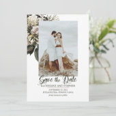 Save The Date Boho Dusty Rose Floral Bouquet Photo (Debout devant)