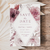 Save The Date Boho Dusty Rose & Mauve Floral Frame Mariage