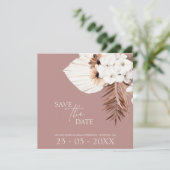 Save The Date Boho Dusty Rose Pampas Mariage en herbe (Debout devant)