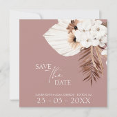 Save The Date Boho Dusty Rose Pampas Mariage en herbe (Devant)